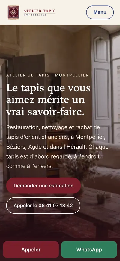 La même page d’accueil, sur téléphone
