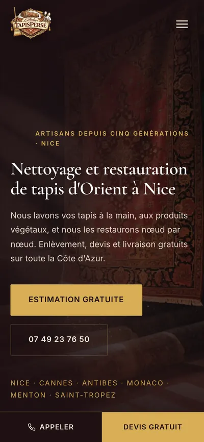 La même page d’accueil, sur téléphone