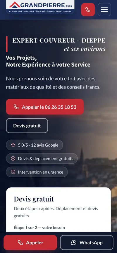 La même page d’accueil, sur téléphone