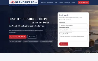 Capture de la page d’accueil du site Grandpierre Fils, sur ordinateur