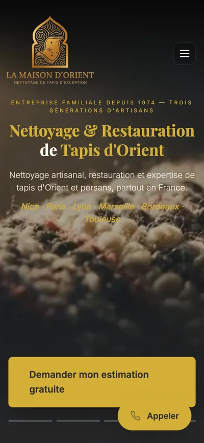 La même page d’accueil, sur téléphone