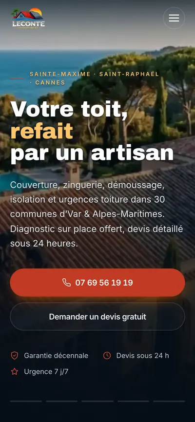 La même page d’accueil, sur téléphone
