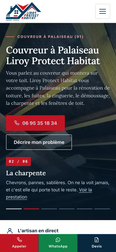 La même page d’accueil, sur téléphone