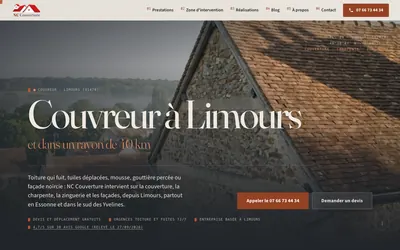 Capture de la page d’accueil du site NC Couverture, sur ordinateur
