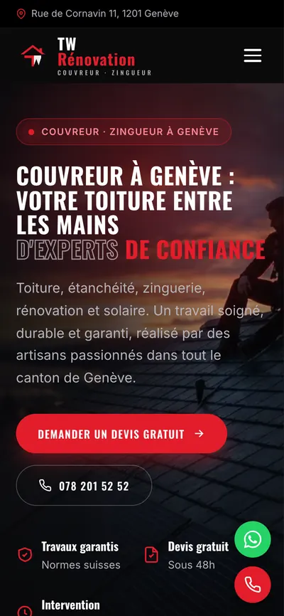 La même page d’accueil, sur téléphone