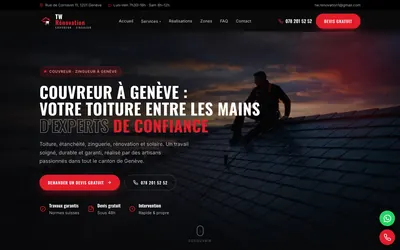 Capture de la page d’accueil du site TW Rénovation, sur ordinateur